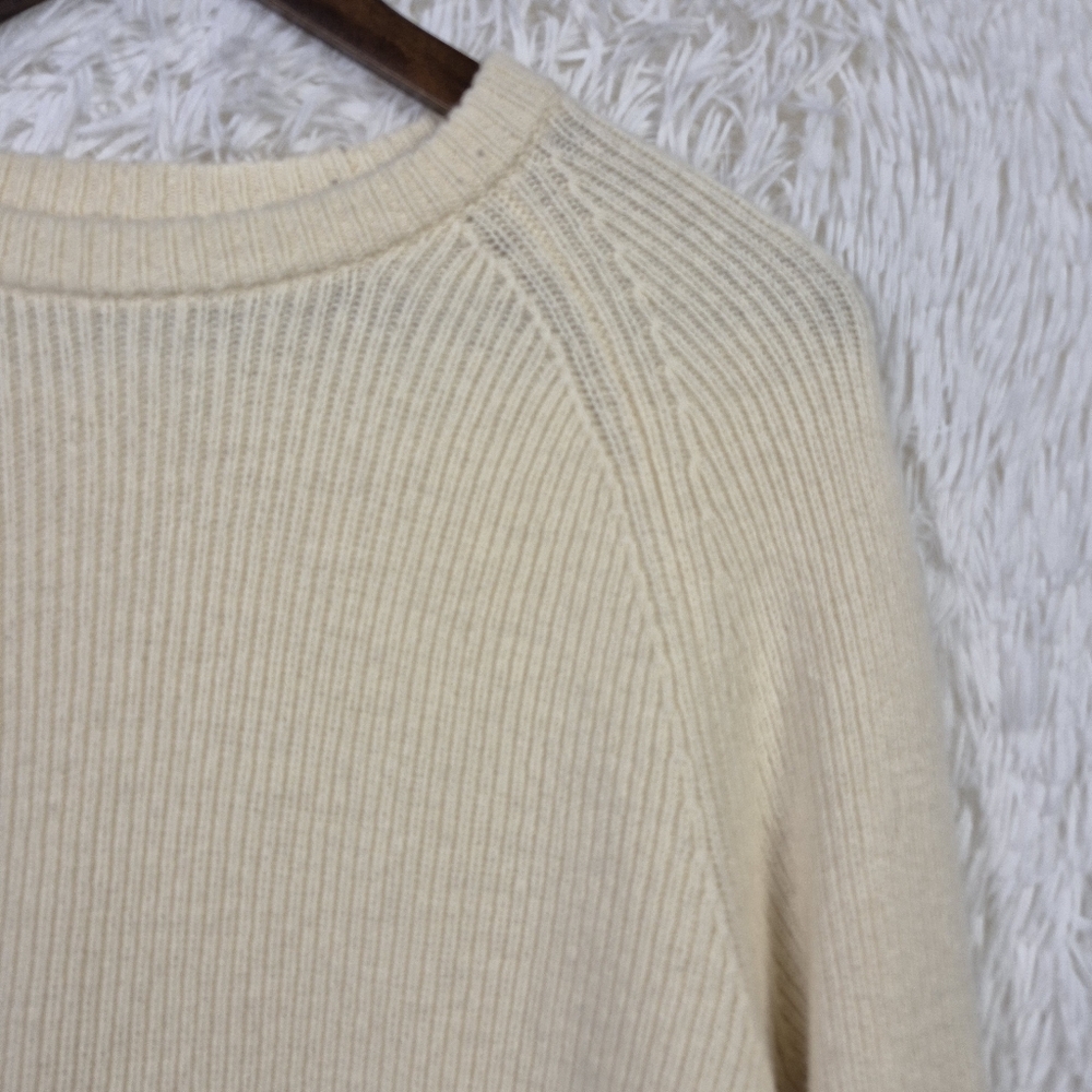 Kin John Lewis Lambswool Blend Cream Ribbed Knit‎ Sweater Mens S Quiet Luxury